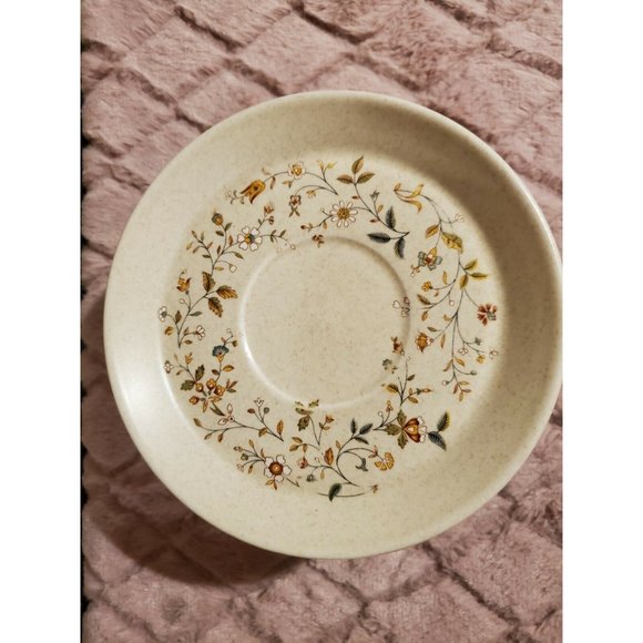 8 Vintage 1970s Temper-Ware by Lenox Saucers, Merriment, Floral Pattern